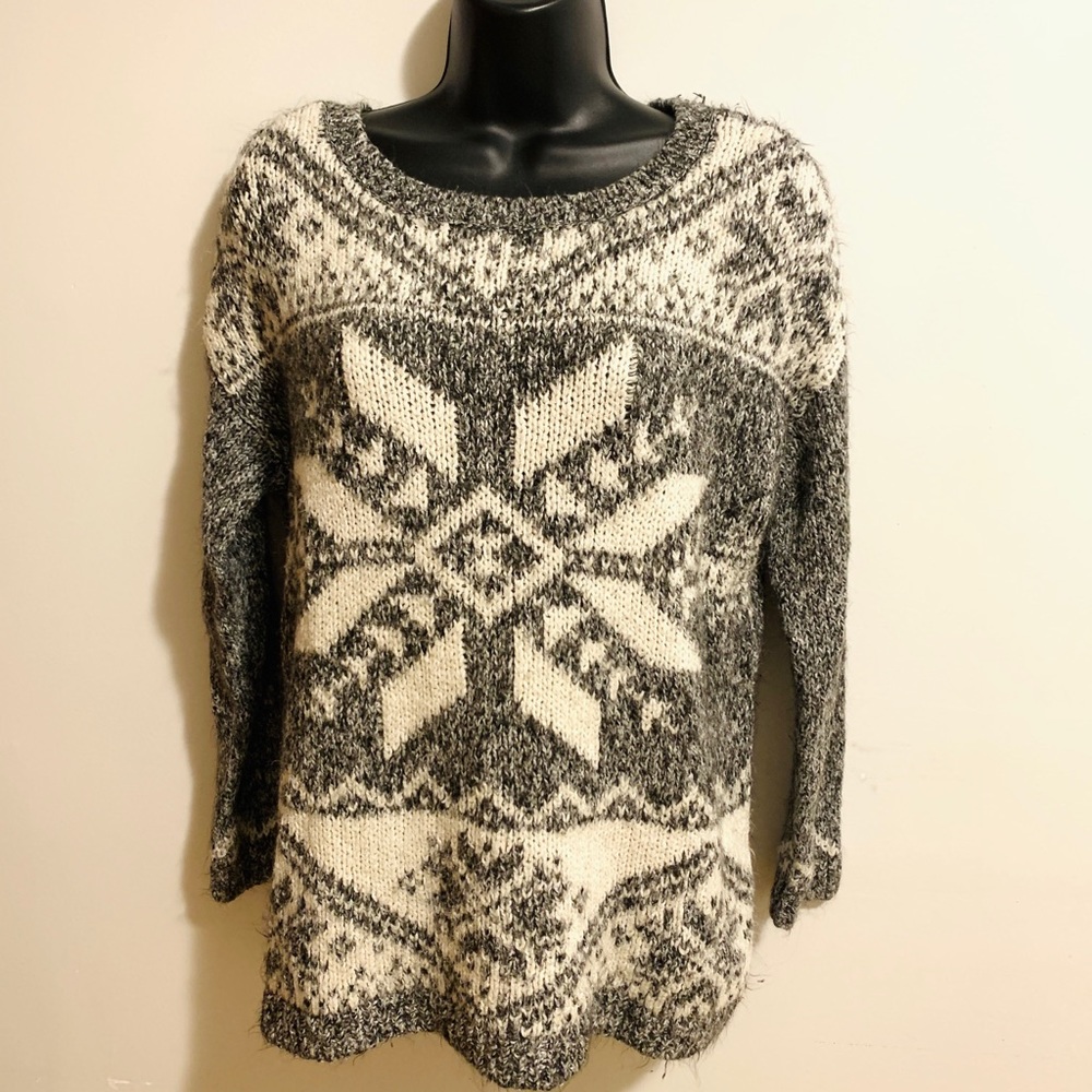 Snowflake gray sweater dress